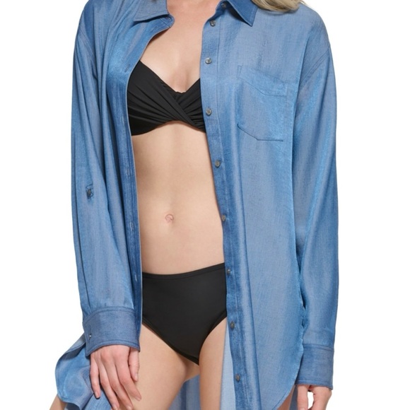 NWT Calvin Klein
Women's Beach Button-Up Shirt Cover-Up Small - Picture 4 of 4